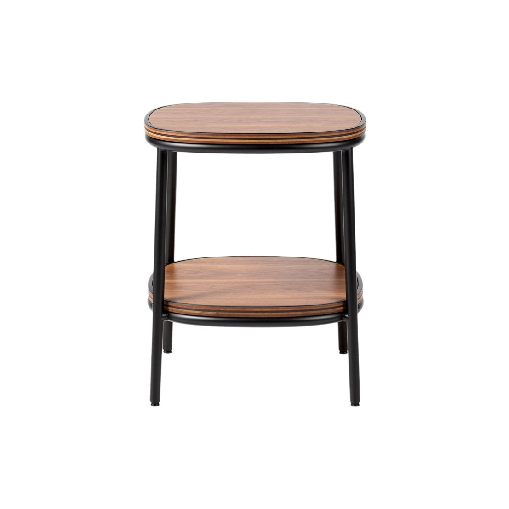 Modern Wooden Round Side Table with Metal Legs