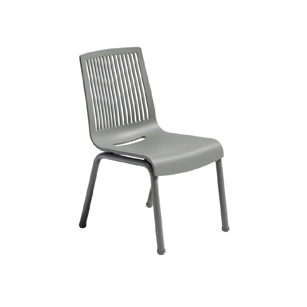 Modern Ergonomic Gray Chair with Vertical Slat Design