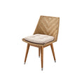 Modern Woven Chair with Cushioned Seat and Wooden Legs