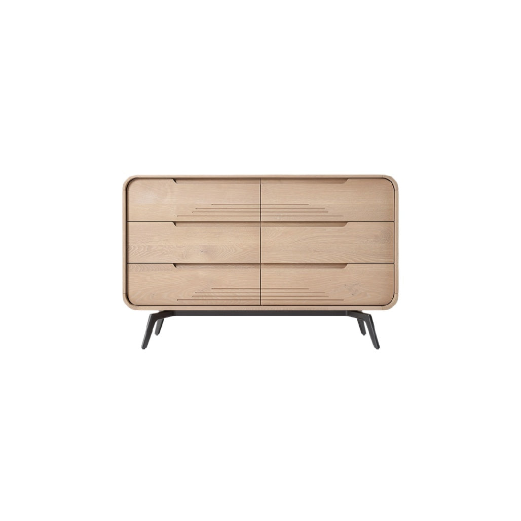 Modern Wooden Chest of Drawers with Sleek Lines and Metal Legs